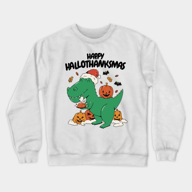 Festive Dino Delight Crewneck Sweatshirt by Life2LiveDesign